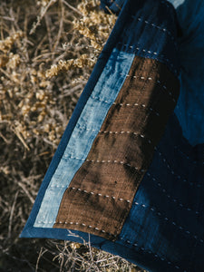 hand pieced indigo Japanese fabric quilt