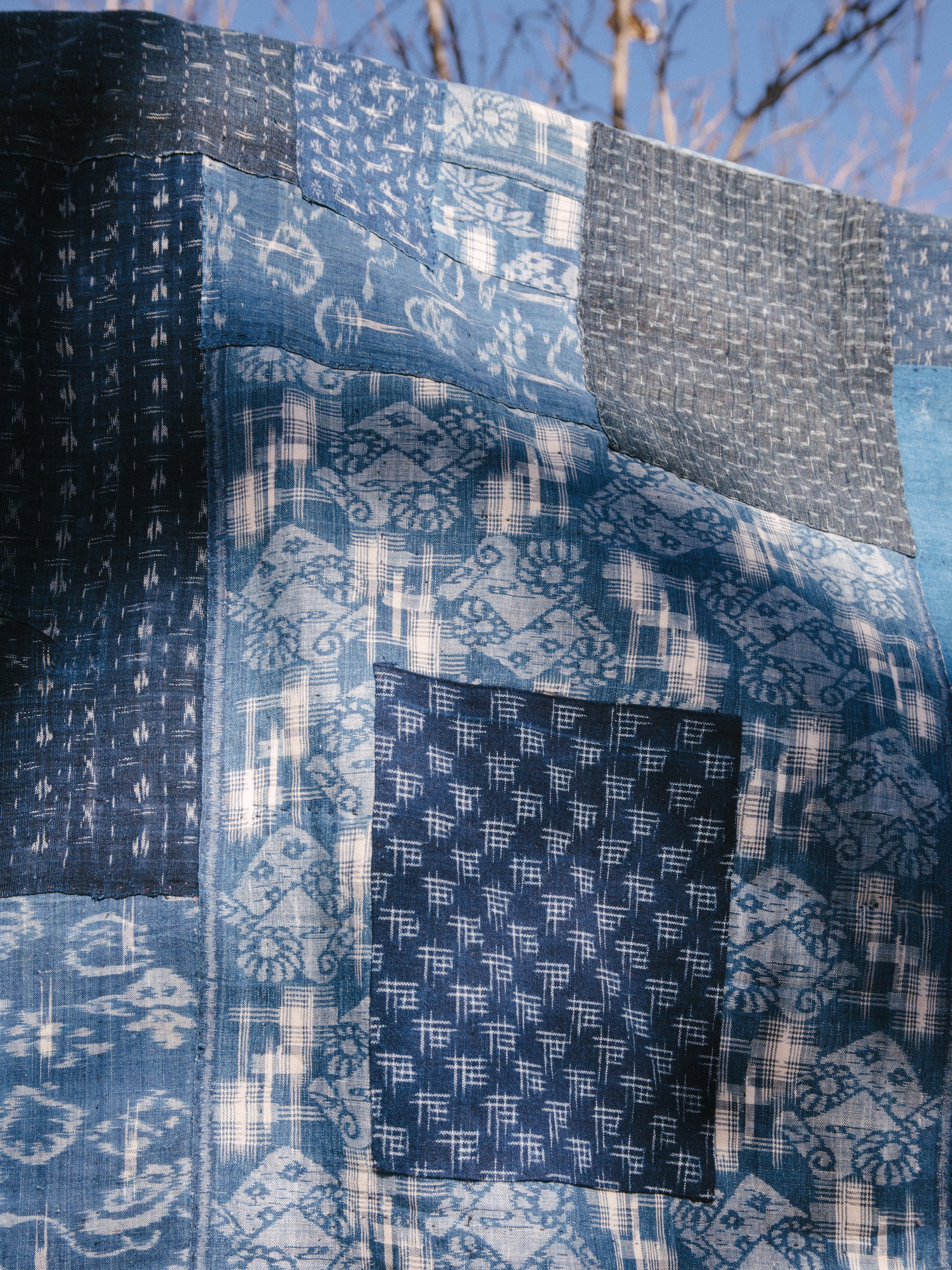 indigo kasuri fabric remnants from Japan